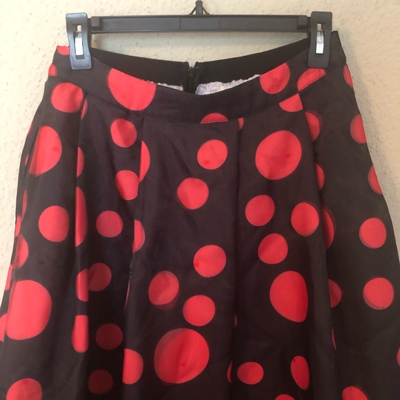 JENN. Black Red Polka Dots Circle Retro Skirt - Picture 6 of 8